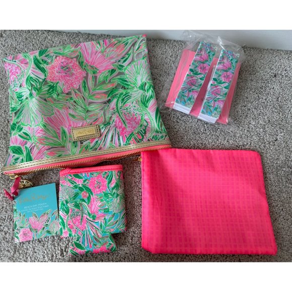 Lilly Pulitzer New Beach Day Pouch w/ Inside Pouch, Drink Holder, Towel Clips - Picture 5 of 15